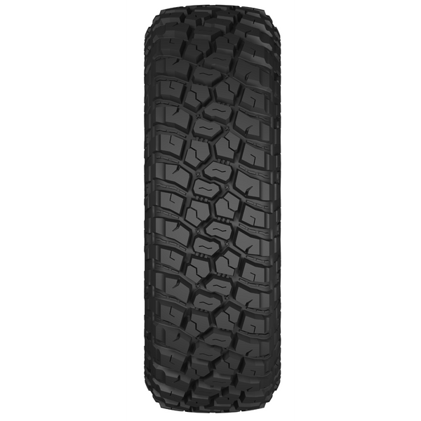 Front view of the Anchee Grandtrac MT1 Mud Terrain Tyre, highlighting aggressive tread blocks for superior grip and traction on rough terrain