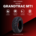 Anchee Grandtrac MT1 Mud Terrain Tyre promotional image highlighting durability, symmetric design, and Yokohama technology for extreme off-road use