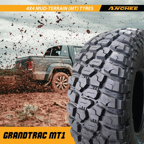 Anchee Grandtrac MT1 Mud Terrain Tyre in action on rough terrain, demonstrating superior traction, durability, and performance in extreme conditions